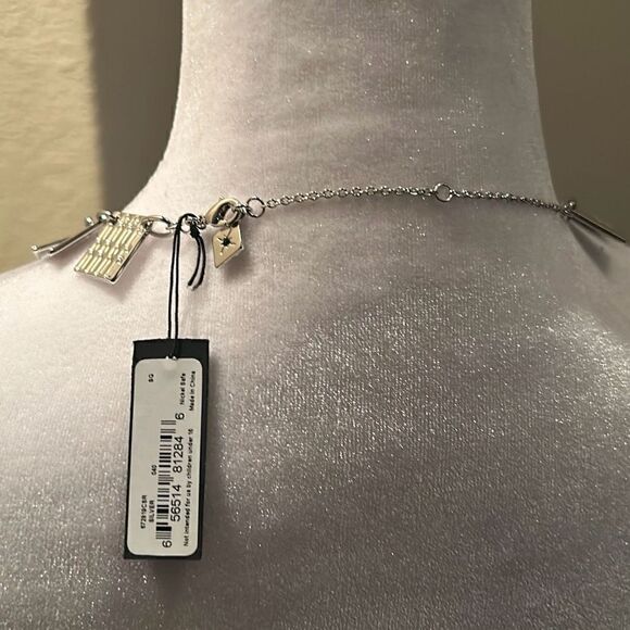 Christian Sirano Womens Silver Statement Necklace Chunky Square Chain Design New - Picture 3 of 6